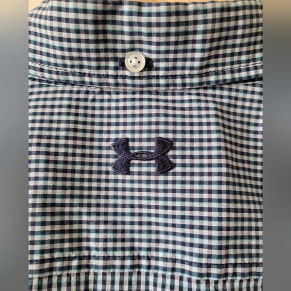 Under Armour Fitted plaid button down long sleeve shirt sz Large - Picture 7 of 7
